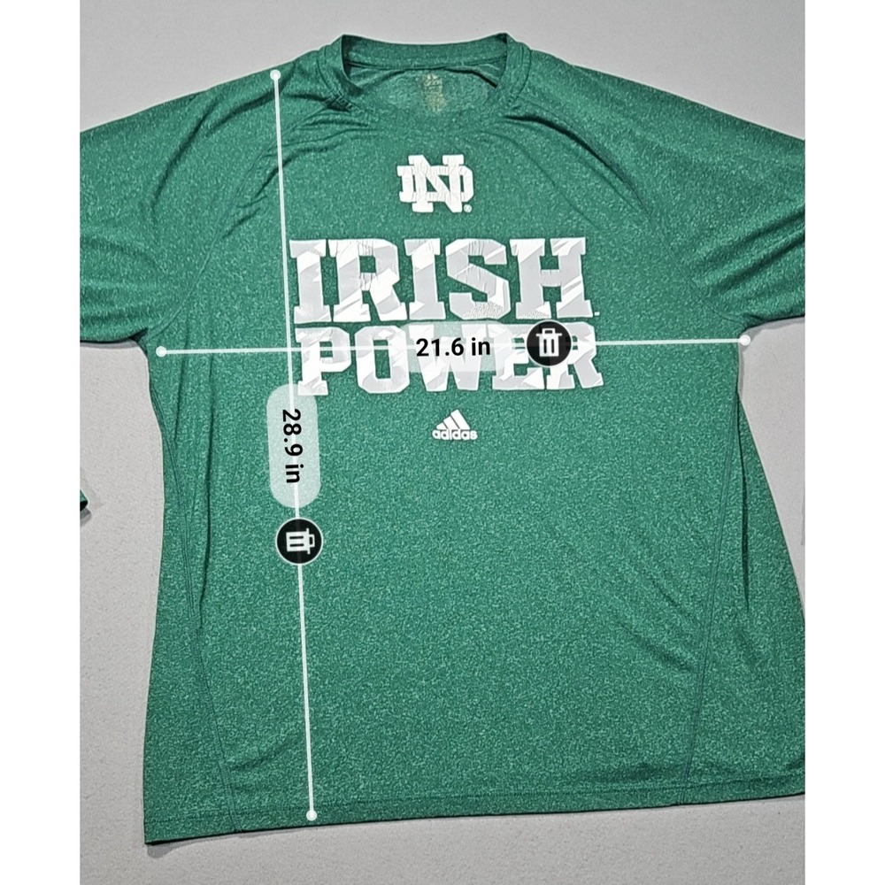Adidas VTG Notre Dame Fighting‎ Irish Power L/S Shirt Green Sz L - Picture 2 of 5